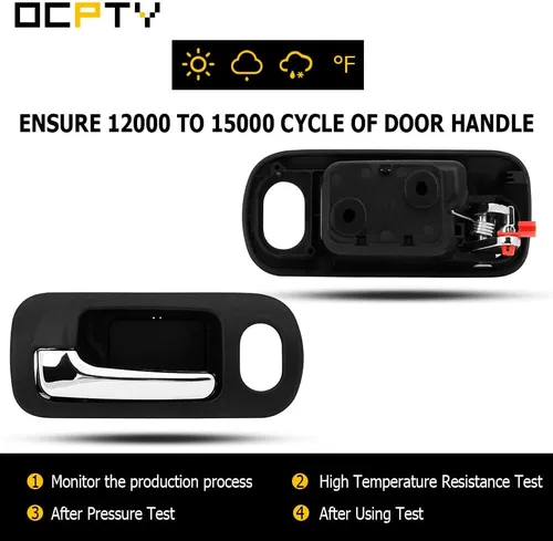 Miniatura 5 de OCPTY Manija de puerta interior del lado izquierdo del conductor delantero negro cromado para Honda Civic 2001-2005