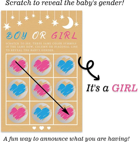 Miniatura 5 de Its a Boy Tic Tac Toe Board Reveal Género Scratch Off Scratcher Tarjetas de boletos de lotería Tarjetas de Anuncio de Género de Doble Cara Family
