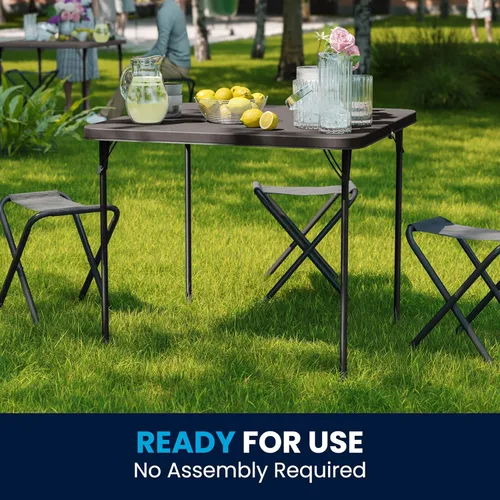 Miniatura 8 de Flash Furniture Dunham Mesa Cuadrada de Plástico Plegable para Eventos de 2.83 Pies con Asa de Transporte, Mesa de Banquete Bi-Fold para Eventos
