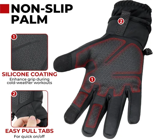 Miniatura 2 de HANDLANDY Guantes de invierno para hombres y mujeres, aislados impermeables para clima frío, guantes térmicos para ciclismo, esquí, equitación