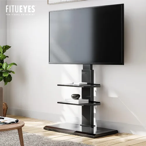 Miniatura 8 de FITUEYES Soporte universal para TV de suelo con base de hierro con inclinación giratoria, soporte de TV para pantallas de 32 a 75 pulgadas, soporte