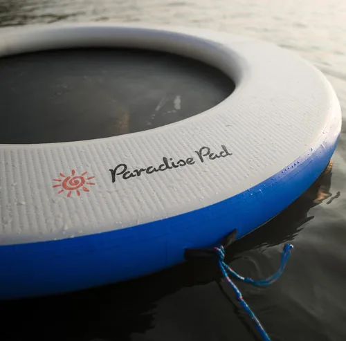 Miniatura 2 de Hamaca de agua inflable con malla Anillo flotante redondo de 8 pies para lago, barco, océano, piscina y balsa de río, tumbona de isla