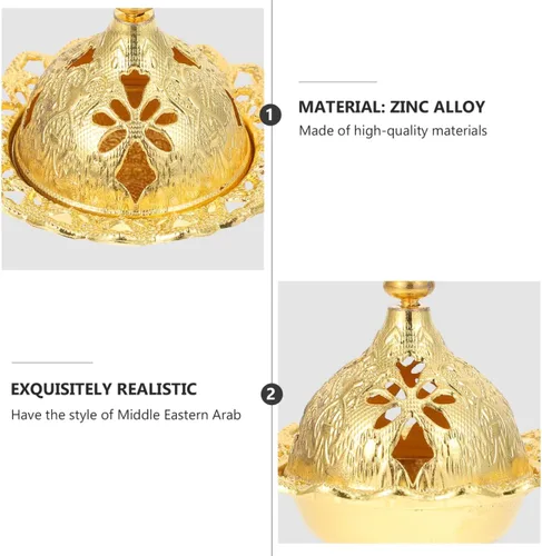 Miniatura 6 de Carbón incienso incienso resina eléctrica insencia bakhoor aceite carbón ardiente mirra kit oro incienso Oud Bowl Caldero lámpara Set Alcanfor Metal