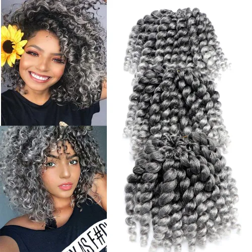 Miniatura 7 de Trenzas de ganchillo 2X Ringlet Jumbo Wand Curl 3 unids/lote 8 pulgadas 20 raíces Jamaicana Rizo en espiral trenzado trenzado sintético senegalés 1b
