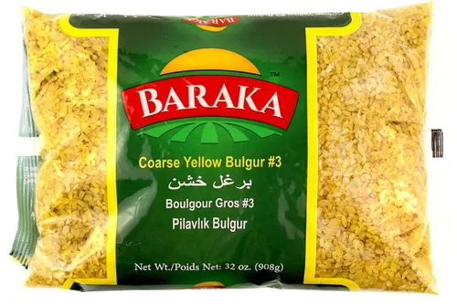 Baraka Trigo agrietado #3 Bulgur amarillo | Trigo agrietado grueso 100% natural para hacer pan, pilaf, galletas, ensalada de tabuli, sopas, recetas