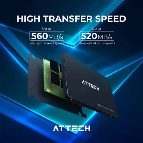 Miniatura 4 de ATTECH AT422 128GB 3D NAND SATA SSD interno de 2.5 pulgadas, hasta 550MB/s (128.0, GB)
