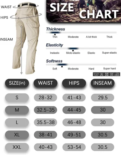 Miniatura 14 de Pantalones de senderismo para hombre, ligeros, resistentes al agua, de secado rápido, pesca, viajes, campamento, al aire libre, transpirables