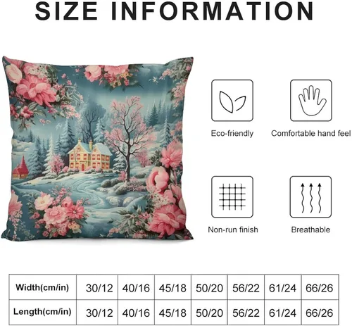 Miniatura 3 de Funda de cojín decorativa para sofá de 22 x 22 pulgadas, diseño de villancicos de Navidad, para sala de estar feliz invierno, para sofá Patrón 4