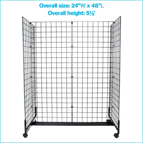 Miniatura 5 de SSWBasics Unidad de góndola de rejilla negra, incluye base y ruedas, unidad de rejilla de 48 pulgadas de largo x 66 pulgadas de alto x 24 pulgadas