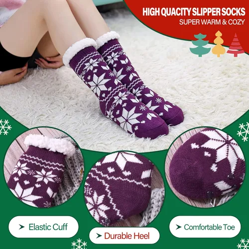 Miniatura 5 de Dosoni - Calcetines para mujer con forro polar suave y cálido invierno