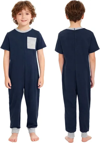 Miniatura 5 de easyforever Necesidades especiales Ropa adaptativa para niños Niños Mono de manga corta Anti-Strip Mono de pierna larga con cremallera en la espalda