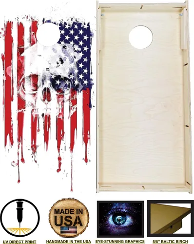 Miniatura 3 de BackYardGamesUSA Juego de tablas de cornhole de madera prémium hechas a mano – Serie Calavera – Hecho a mano en Estados Unidos, tamaño reglamentario