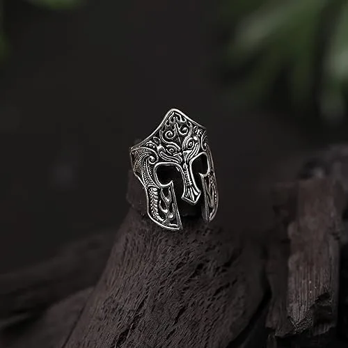Miniatura 2 de Spartan Mask Design - Anillo de plata de ley 925 hecha a mano turca para hombre