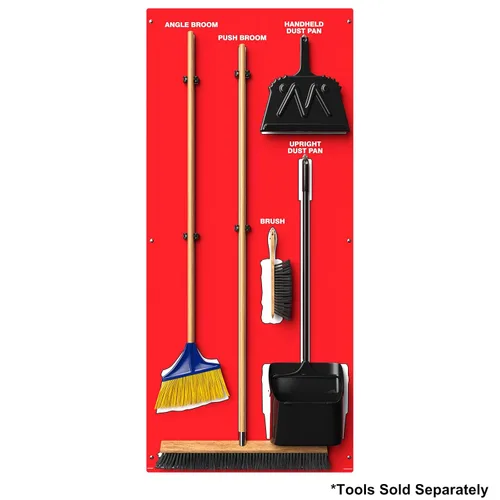 Miniatura 2 de Clean & Sweep 5S - Soporte para escoba de montaje en pared, tablero de 68 x 30 pulgadas, estación de limpieza 5S, solo tablero, herramientas se