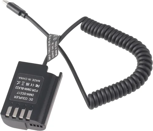 Miniatura 2 de FocusFoto USB 3.1 USB-C Tipo-C a DMW-BLK22/DMW-DCC17 Cable adaptador de alimentación de batería falsa decodificada para cámara Panasonic Lumix S5