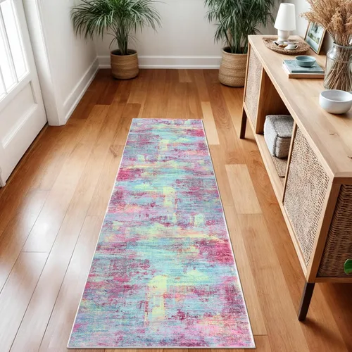 Miniatura 1052 de IOHOUZE Alfombra abstracta lavable de 3 x 12 pies para pasillos, antideslizante para cocina, camino de entrada de lana sintética para interiores