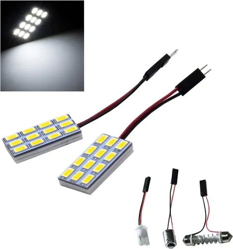 Miniatura 8 de HYUGA 2x 12SMD 5630 Luz de Panel LED de Luz Cálida Blanca 4500K Auto para Interior de Coche DC 12V-24V con Adaptadores T10 / BA9S / Festoon