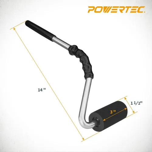 Miniatura 2 de POWERTEC Rodillo J de mango curvado de 14 pulgadas, diámetro de 1-1/2 pulgadas, 3 pulgadas de ancho para revestimientos de paredes laminadas