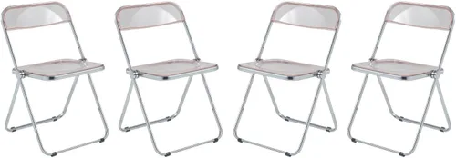 Miniatura 11 de LeisureMod Lawrence - Silla plegable de acrílico transparente moderna con marco de metal, asiento transparente que ahorra espacio para comedor