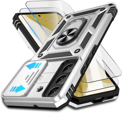 Miniatura 130 de ATUMP Funda para OnePlus Nord N200 5G con protector de pantalla HD con cubierta para cámara deslizante, soporte de anillo de rotación de 360°