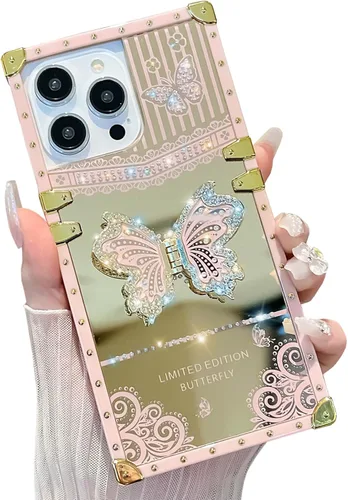Miniatura 16 de Bonita funda compatible con Samsung Galaxy S22 Ultra, soporte plegable de lujo con diseño de mariposa brillante para mujeres y niñas, funda Blanco