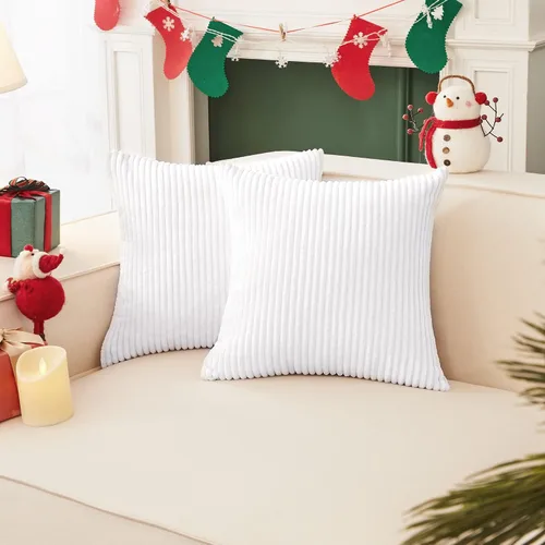 Miniatura 19 de Deconovo - Juego de 2 fundas de cojín de pana modernas, elegantes y suaves, aptas para lavadora, decoración del hogar para sala de estar, sofá