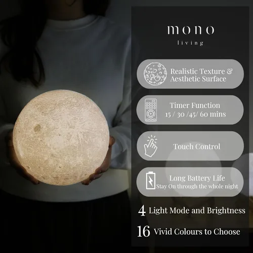 Miniatura 2 de Lámpara de luna, luz de luna, decoraciones de luna, lámpara fresca, lámparas de luna para adultos, decoración para niños, Acción de Gracias
