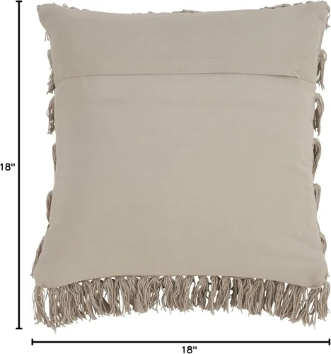Miniatura 5 de SARO LIFESTYLE Almohada tejida con flecos y relleno de plumón