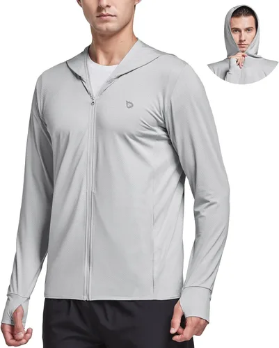 baleaf Chaqueta ligera con capucha y cremallera completa UPF 50+ para hombre, camisa de enfriamiento de manga larga con bolsillo, senderismo, pesca,