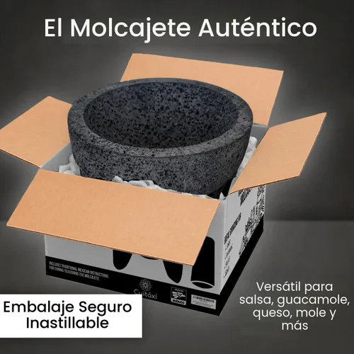 Miniatura 2 de La roca volcánica original Molcajete Mexicano Hecho a mano de auténtica roca de lava en México - Molcajete de Piedra volcanica - Molcajete Mortero