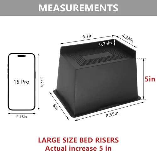 Miniatura 2 de Paquete de 8 elevadores de cama de 5 pulgadas, resistentes, elevadores de muebles de gran tamaño, elevadores de cama extra anchos para sofá, mesa