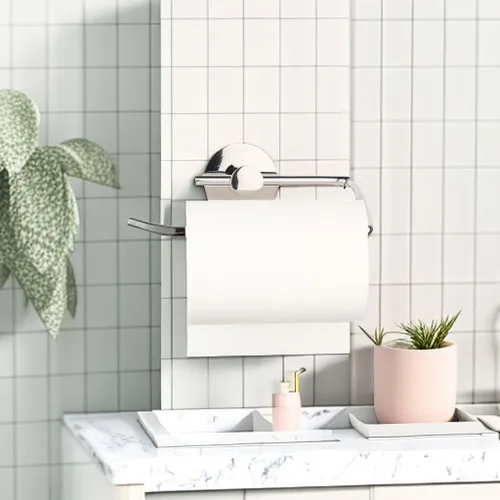Miniatura 8 de Soporte de papel higiénico cromado montado en la pared, soporte de rollo de papel higiénico ajustable de acero inoxidable SUS304 para baño, cocina