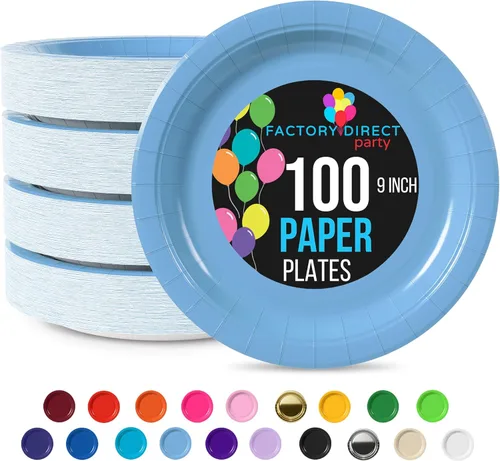 Miniatura 19 de Exquisite Party Solids - Platos desechables de papel amarillo de 7 pulgadas, para fiestas, 100 unidades, resistentes, 350 GSM, suministros