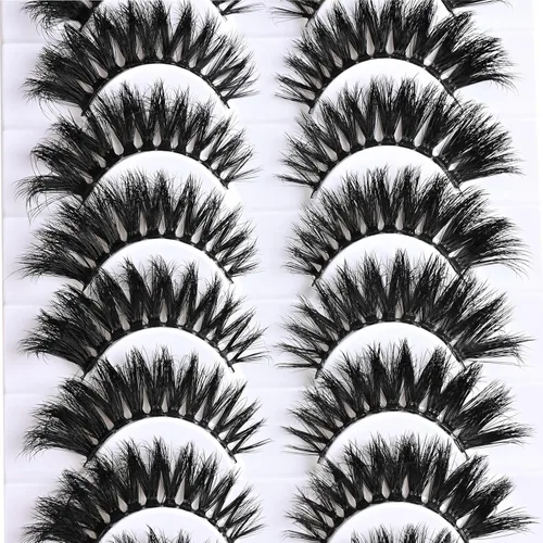 Miniatura 5 de FARRED - Pestañas postizas cortas, de visón natural, rizadas, delgadas y esponjosas que parecen extensiones, 0.6 pulgadas, pestañas rusas dramáticas