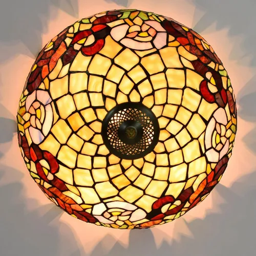 Miniatura 2 de Reemplazo de pantalla de lámpara de 16 pulgadas, solo chimenea de lámpara de vitral Tiffany, diseño de hojas verdes, azul rosa, rojo, para lámpara
