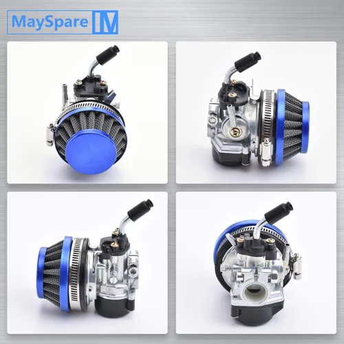 Miniatura 3 de Carburador de carreras de 2 tiempos 49cc 66cc 70cc 80cc con filtro de aire para motor de 2 tiempos bicicleta motorizada azul