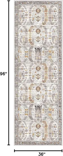 Miniatura 229 de Madane Tapete lavable de 2 x 10 pies para pasillo, cocina, recibidor, clásico, suave, antideslizante para interiores, casa de campo, baño, sala