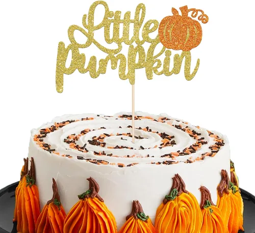 Miniatura 12 de Rsstarxi Paquete de 36 adornos para cupcakes de calabaza pequeña, revelación de género, baby shower, fiesta, decoración de tartas, calabaza