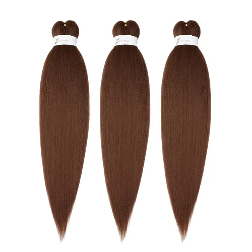 Miniatura 34 de Cabello trenzado preestirado de 24 pulgadas, 8 paquetes de extensiones de cabello sintético de fácil trenzado sintético profesional suave textura #1B