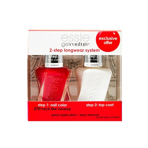 Miniatura 10 de essie Kit de esmalte de uñas de gel, esmalte de uñas malva + capa superior, Take Me To Thread, 0.46 onzas cada uno
