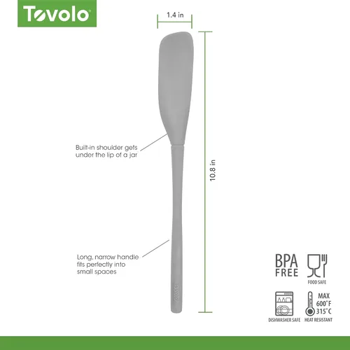 Miniatura 6 de Tovolo Espátula de Silicona para Frascos con Mango Largo, Herramienta de Goma para Raspar y Recoger de Frascos de Mantequilla de Maní, Mermelada