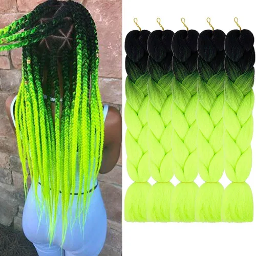 Miniatura 22 de Extensiones de cabello trenzado color gris degradado, 5 unidades, trenzas sintéticas de 24 pulgadas, 2 tonos, cabello gris para trenzas de caja, #28