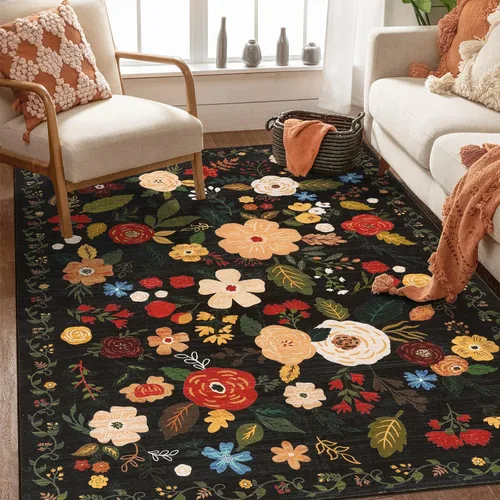 Miniatura 73 de U'Artlines Alfombra de Área Bohemia Lavable, 2x3 Pequeña Suave Antideslizante Vintage Felpudo para Puerta Frontal Interior Alfombra Verde