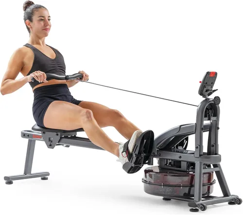 Miniatura 7 de Sunny Health & Fitness Premium Water Rower w/Intensive Dynamic Real-Time Resistance, 300 LB Capacity Flip-able Rowing Machine for Home Training