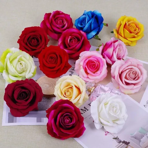 Miniatura 4 de 10 piezas de flores artificiales sin tallo de 3.9 in de cabeza de rosas artificiales estéticas para bodas, ramos, guirnaldas
