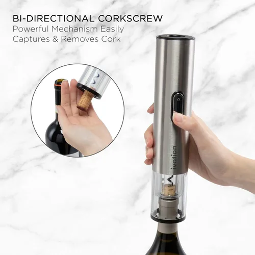 Miniatura 8 de Ivation Juego de regalo de vino 6 en 1: incluye abridor eléctrico de acero inoxidable, conservador al vacío, 2 tapones de corcho, cortador de papel