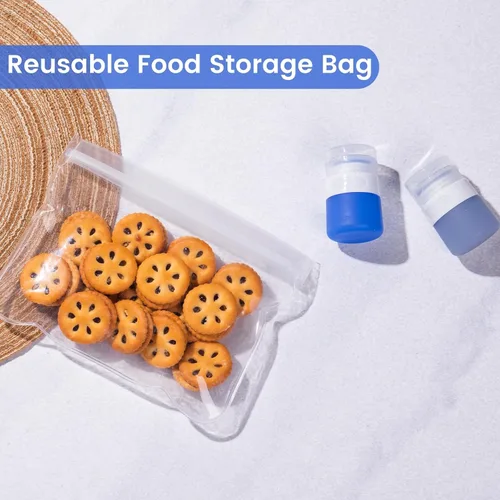 Miniatura 8 de MICEBAY Botellas exprimibles de condimentos para salsas, mini recipiente de silicona para aderezo de ensalada de 1 onza para llevar con bolsa