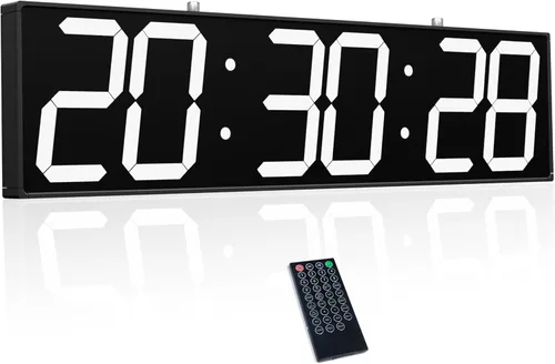 Miniatura 8 de CHKOSDA Reloj de pared digital de doble cara de 28.5 pulgadas, reloj grande LED multifuncional con temporizador, pantalla de temperatura y fecha