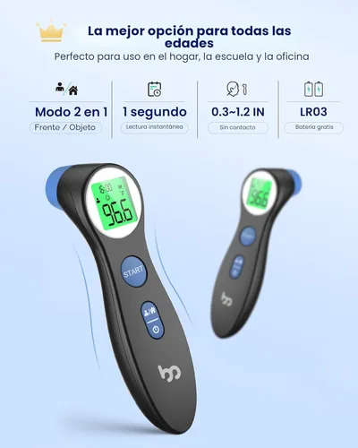 Miniatura 2 de Termómetro de frente para adultos y niños, termómetro digital sin contacto para bebés, lactantes y niños pequeños, alarma de fiebre de 3