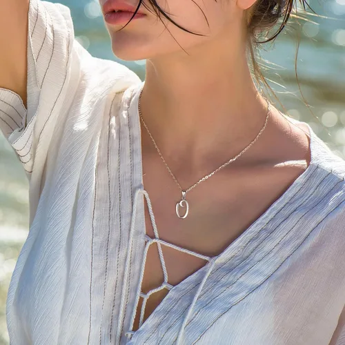 Miniatura 185 de EUDORA Collares de plata esterlina con inicial para mujer, regalos clásicos de 26 letras sin cuello para niñas, hermana, madre hija, cadena de 18